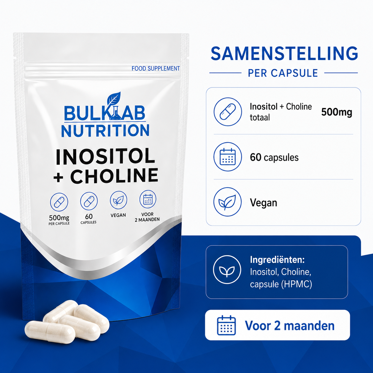 Inositol + Cholin - Kapseln - BulkLab Nutrition