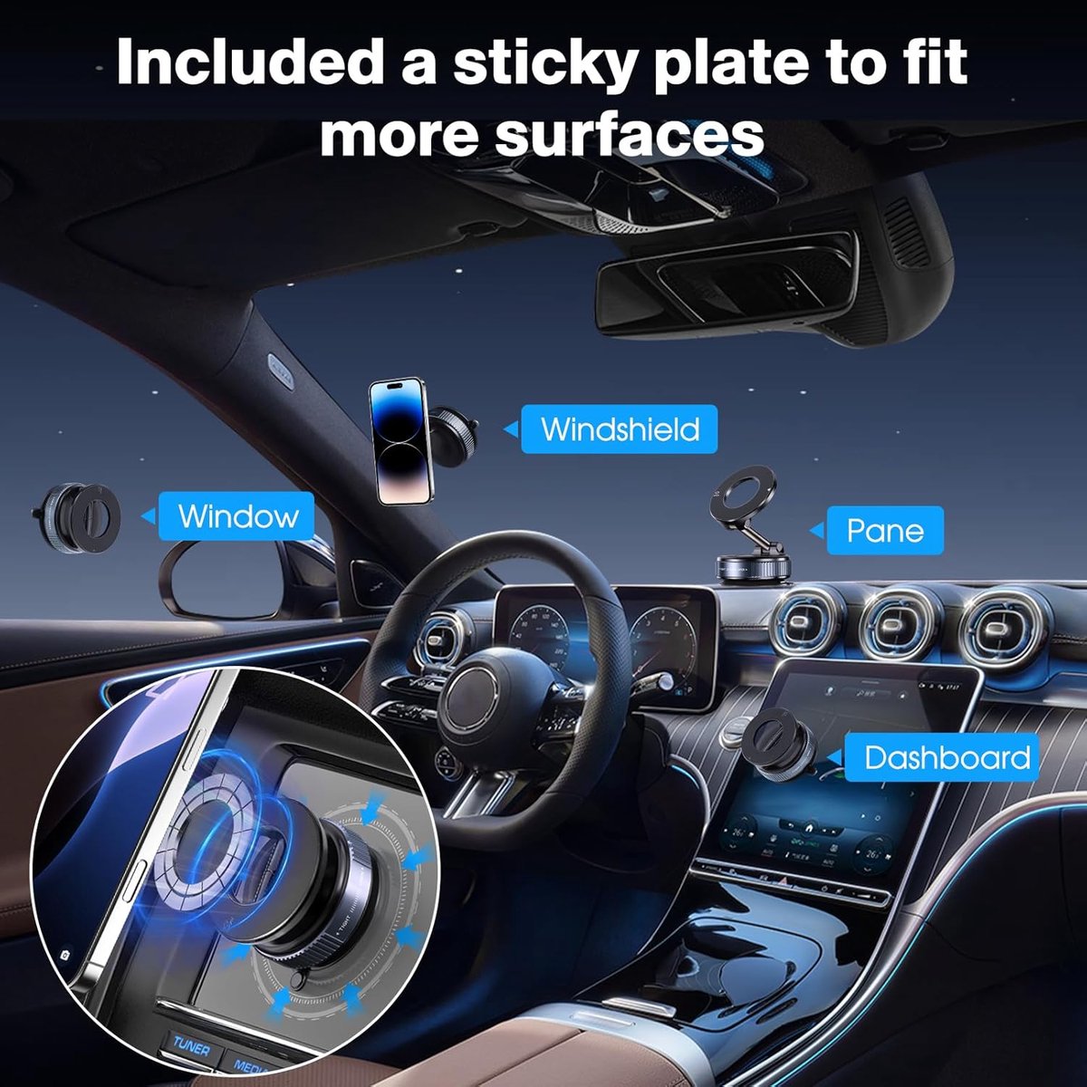 BeBulk Nutrition® 360 Roterende Vacuüm Magnetische Zuigtelefoon Houder Handen Gratis Uitschuifbare Magnetische Vacuüm Telefoon Houder Voor Auto Gym Spiegel Douche