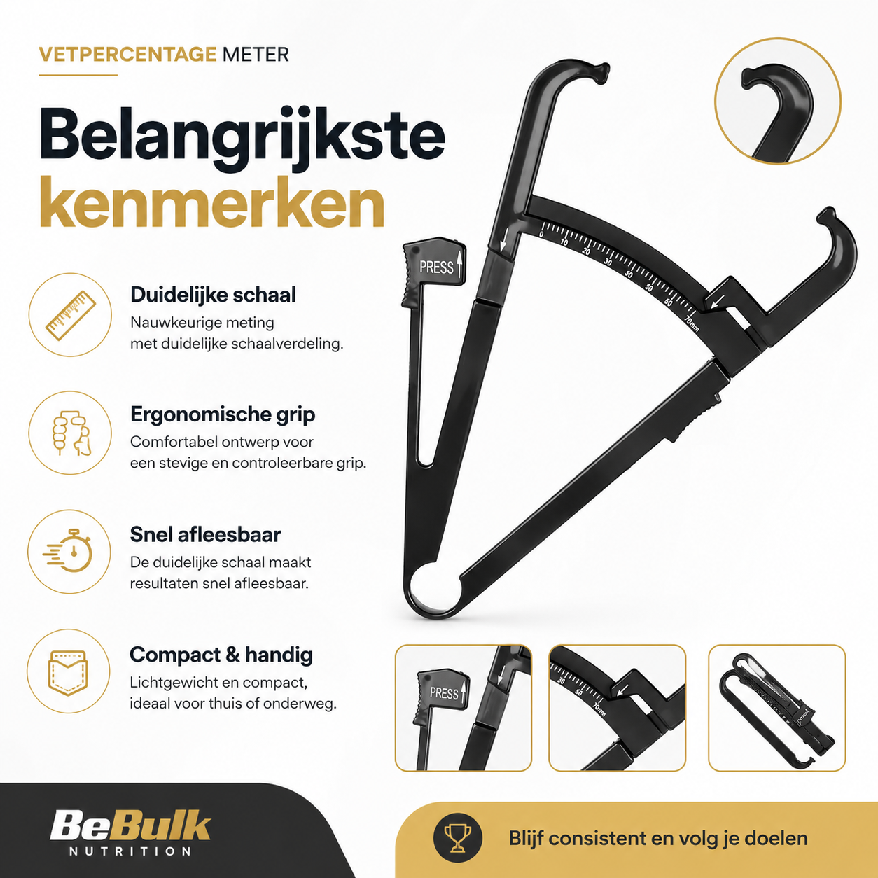 Fat Caliper - Vetmeter - Vetpercentage Meter - BeBulk Nutrition